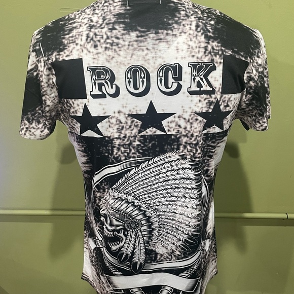 Vento Rock Graphic Men's Shirt - Black and White modern fit scull - Picture 2 of 4